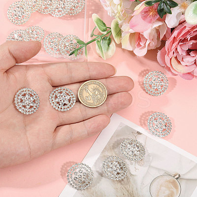 16Pcs 1-Hole Alloy Rhinestone Shank Buttons BUTT-CA0001-32-1