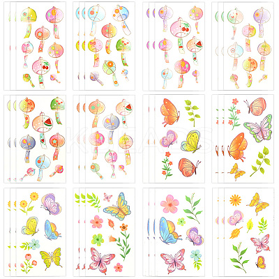 36Pcs 2 Style PVC Waterproof Self-Adhesive Picture Stickers STIC-SP0001-09B-1