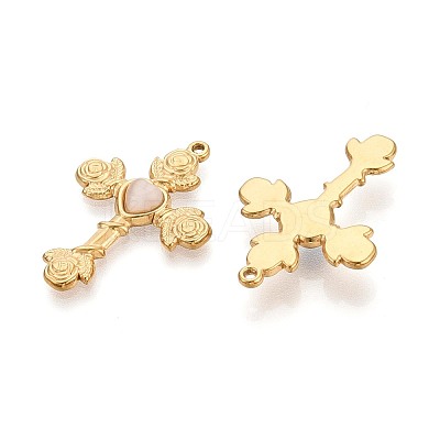 304 Stainless Steel and Resin Pendants STAS-T068-105G-1