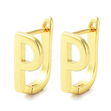 Brass Letter Stud Earrings for Women EJEW-A038-01P-G-1