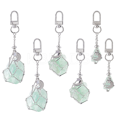 6Pcs Brass Macrame Pouch Empty Stone Holder Pendant Decoration HJEW-PH02189-1