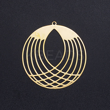 201 Stainless Steel Filigree Pendants STAS-S105-JN406-1