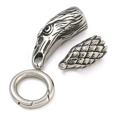 Tibetan Style 304 Stainless Steel Spring Gate Rings FIND-Z046-06AS-06-1
