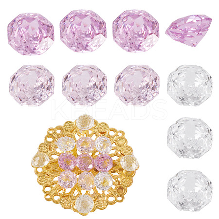 9Pcs 3 Colors Cubic Zirconia Cabochons ZIRC-TA0001-30A-1