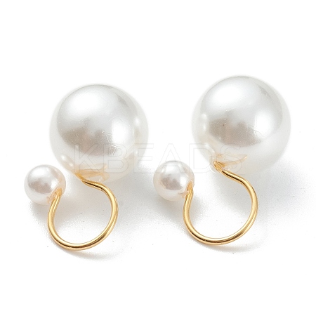 Plastic Imitation Pearl Cuff Earrings X-EJEW-G283-06-1