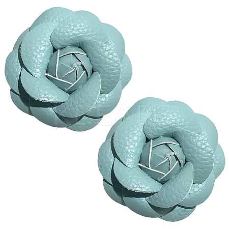 Flower Imitation Leather Shoe Decoration AJEW-WH20020-341E-1