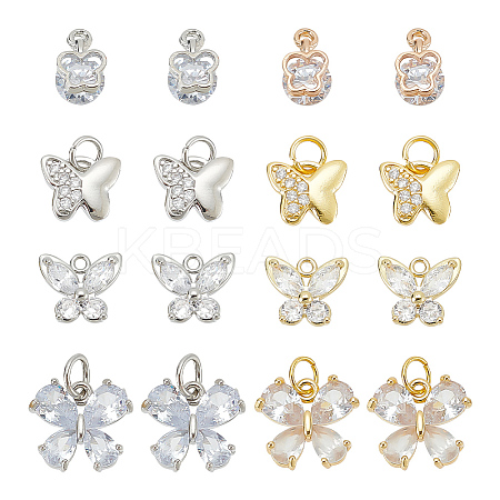Alloy & Brass Cubic Zirconia Charms ZIRC-AR0001-26-1