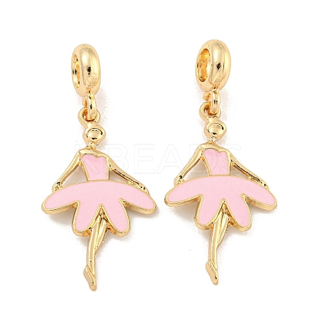 Rack Plating Alloy Enamel Ballet Dancer European Dangle Charms FIND-B034-46G-1