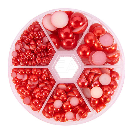 1Box ABS Plastic Imitation Pearl Dome Cabochons SACR-PH0001-09-1