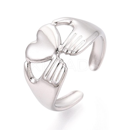 Adjustable 304 Stainless Steel Cuff Rings for Women RJEW-N052-11P-1