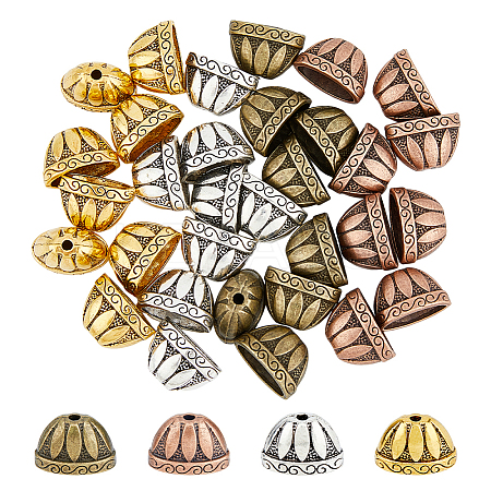 32Pcs 4 Colors Tibetan Style Alloy Bead Cones FIND-DC0003-96-1