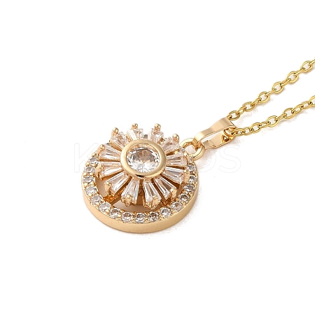 Brass Micro Pave Cubic Zirconia Pendant Necklaces NJEW-E106-11KCG-04-1