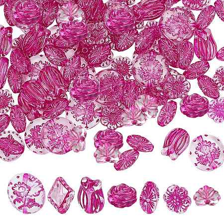 Fuchsia Transparent Acrylic Beads TACR-AR0001-28-1