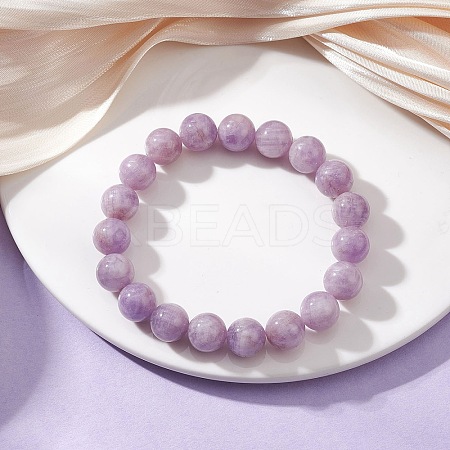 Natural Lavender Amethyst Round Beads Stretch Bracelets for Women BJEW-JB12127-01-1
