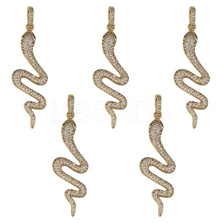 5Pcs rass Micro Pave Cubic Zirconia Pendants ZIRC-SZ0002-97-1