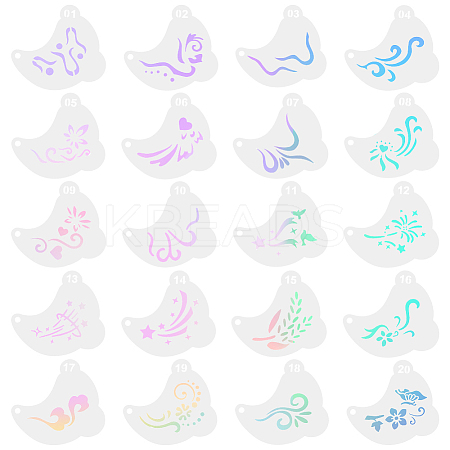 20Pcs PET Tattoo Stencil Templates AJEW-WH20141-12-1