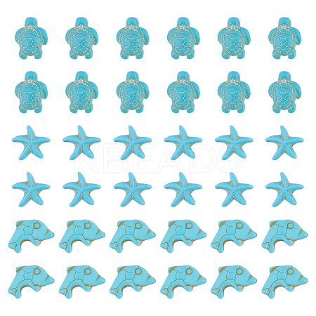 90Pcs 3 Styles Dyed Synthetic Turquoise Beads Strands G-SC0002-79-1