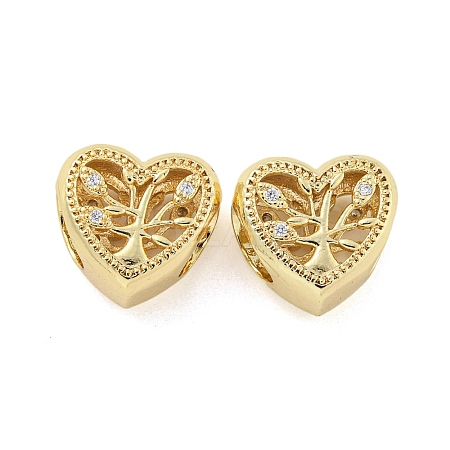 Rack Plating Brass Micro Pave Clear Cubic Zirconia Beads KK-P270-14G-1