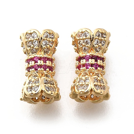 Brass Micro Pave Cubic Zirconia Beads KK-M318-22G-1