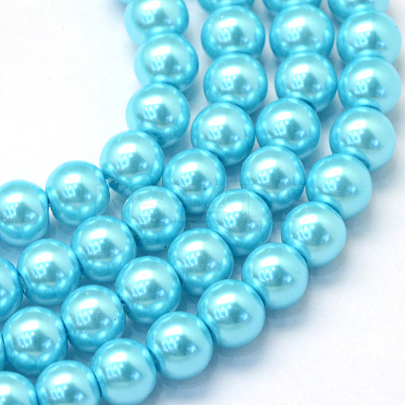Baking Paint Pearlized Glass Pearl Round Bead Strands X-HY-Q003-12mm-48-1