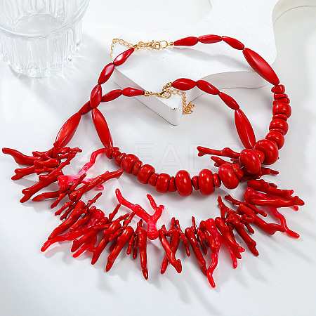 Bohemian and Exaggerated Resin Bib Necklace Sets NJEW-K384-09-1
