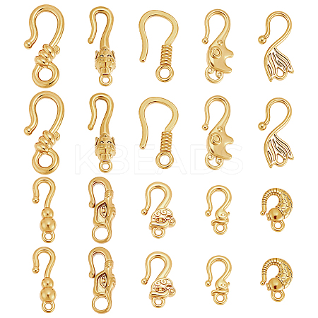 20Pcs 10 Styles Stainless Steel S-Hook Clasps STAS-PH0006-96G-1