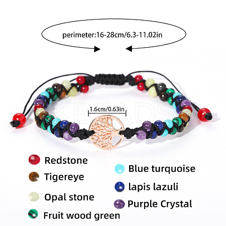 Natural Agate & Synthetic Turquoise & Natural Amethyst & Tiger Eye &  Lapis Lazuli & Opal & Synthetic Malachite Beaded Braided Bead Bracelets FS-WGE3E5A-12-1