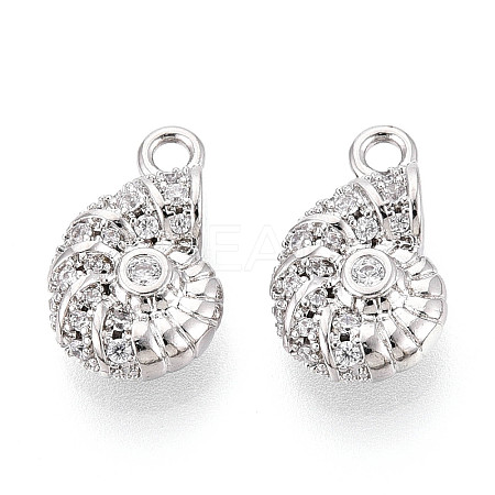 Brass Micro Pave Clear Cubic Zirconia Charms KK-N267-22P-1