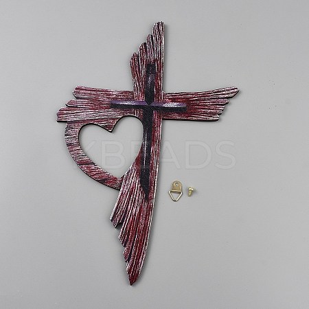Wood Cross Wall Decorations HJEW-WH0108-007-1