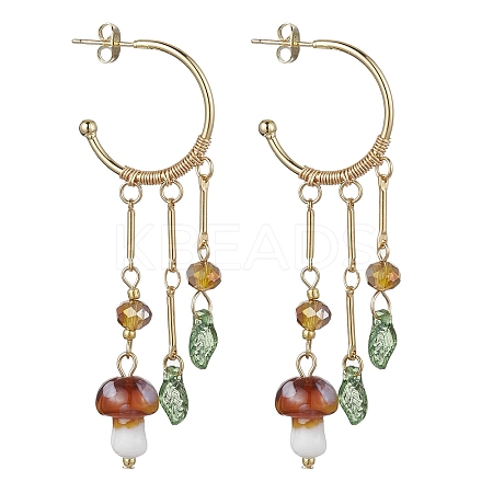 Golden 304 Stainless Steel Half Hoop Earrings EJEW-JE05675-01-1