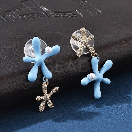 Brass Cubic Zirconia Stud Earrings EJEW-D301-03G-01-1