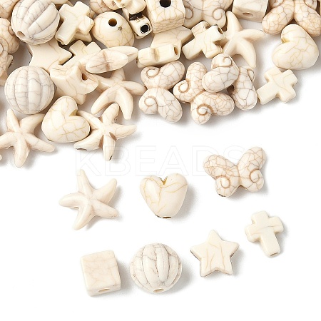 140Pcs 7 Styles Synthetic Howlite Beads G-FP0001-09-1