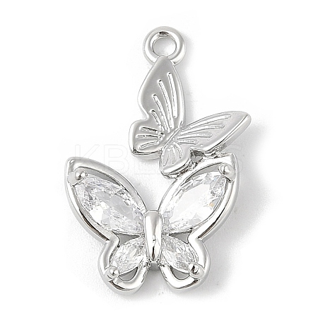 Brass Micro Pave Clear Cubic Zirconia Pendants KK-R219-33P-1