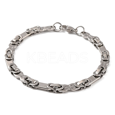 Tarnish Resistant 201 Stainless Steel Byzantine Chain Bracelets BJEW-B078-88P-1