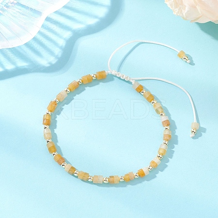 Flat Round Natural Yellow Aventurine Beads Braided Bead Bracelets BJEW-JB13247-03-1