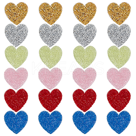 24Pcs 6 Colors Rhinestone Thread Iron on/Sew On Patches PATC-DR0001-03-1