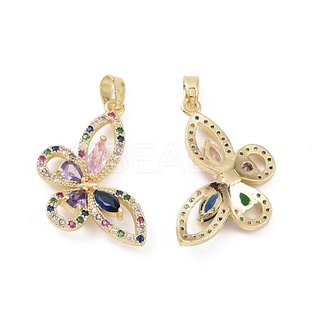 Brass Micro Pave Colorful Cubic Zirconia Pendants KK-E068-VC408-1