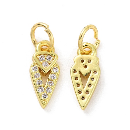 Brass Micro Pave Clear Cubic Zirconia Pointed Charms KK-E068-VF075-1