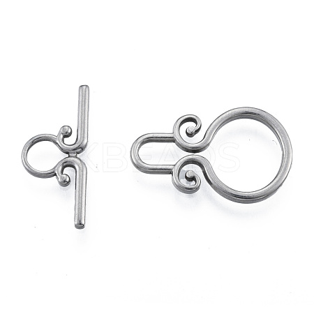 Non-Tarnish 304 Stainless Steel Toggle Clasps STAS-N092-182-1