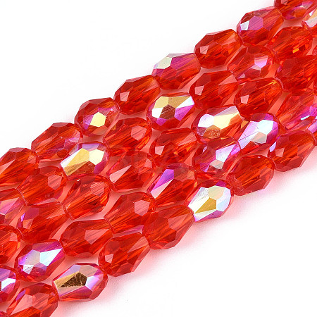 Transparent Electroplate Glass Beads Strands LS-EGLA-N023-6x8mm-A04-1