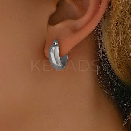 Minimalist European and American Style 201 Stainless Steel Glossy Hoop Earrings for Women PD5223-1