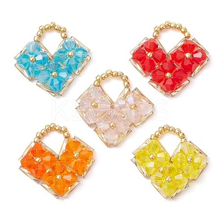 Seed Beads Beaded Charms PALLOY-MZ00334-1