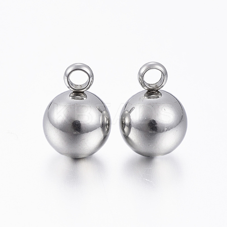 201 Stainless Steel Round Ball Charms X-STAS-H376-34-1