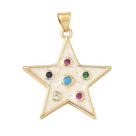 Brass Micro Pave Colorful Cubic Zirconia Enamel Pendants KK-G536-20G-1