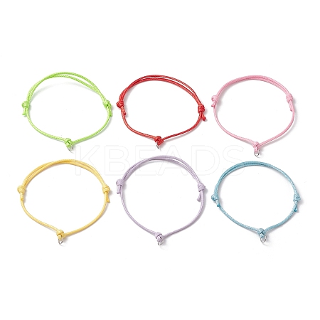 6Pcs 6 Colors Adjustable Waxed Polyester Cord Bracelet Making AJEW-JB01318-02-1