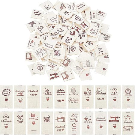 200Pcs 20 Patterns Cotton Sewing Labels FIND-NB0001-44-1