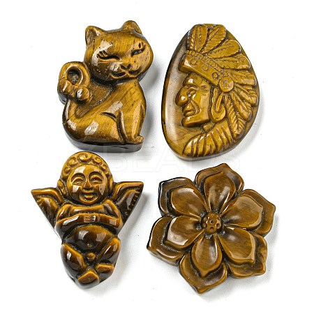 Natural Tiger Eye Carved Cabochons G-U006-02-1