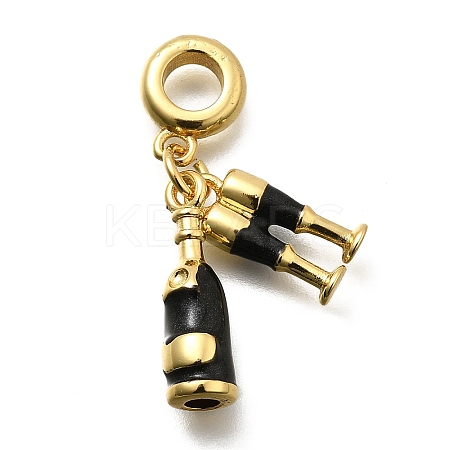 Brass Enamel Goblets & Wine Bottle European Dangle Charms Large Hole Pendants KK-Z093-08G-02-1