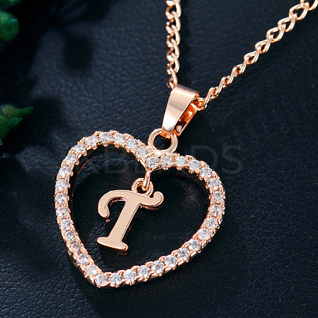 Alloy Crystal Rhinestone Heart with Initial Pendant Necklaces WGD4CFD-20-1