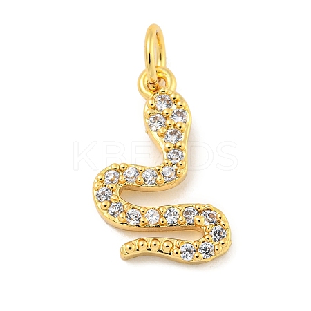Rack Plating Brass Micro Pave Clear Cubic Zirconia Pendants KK-B093-02F-G-1